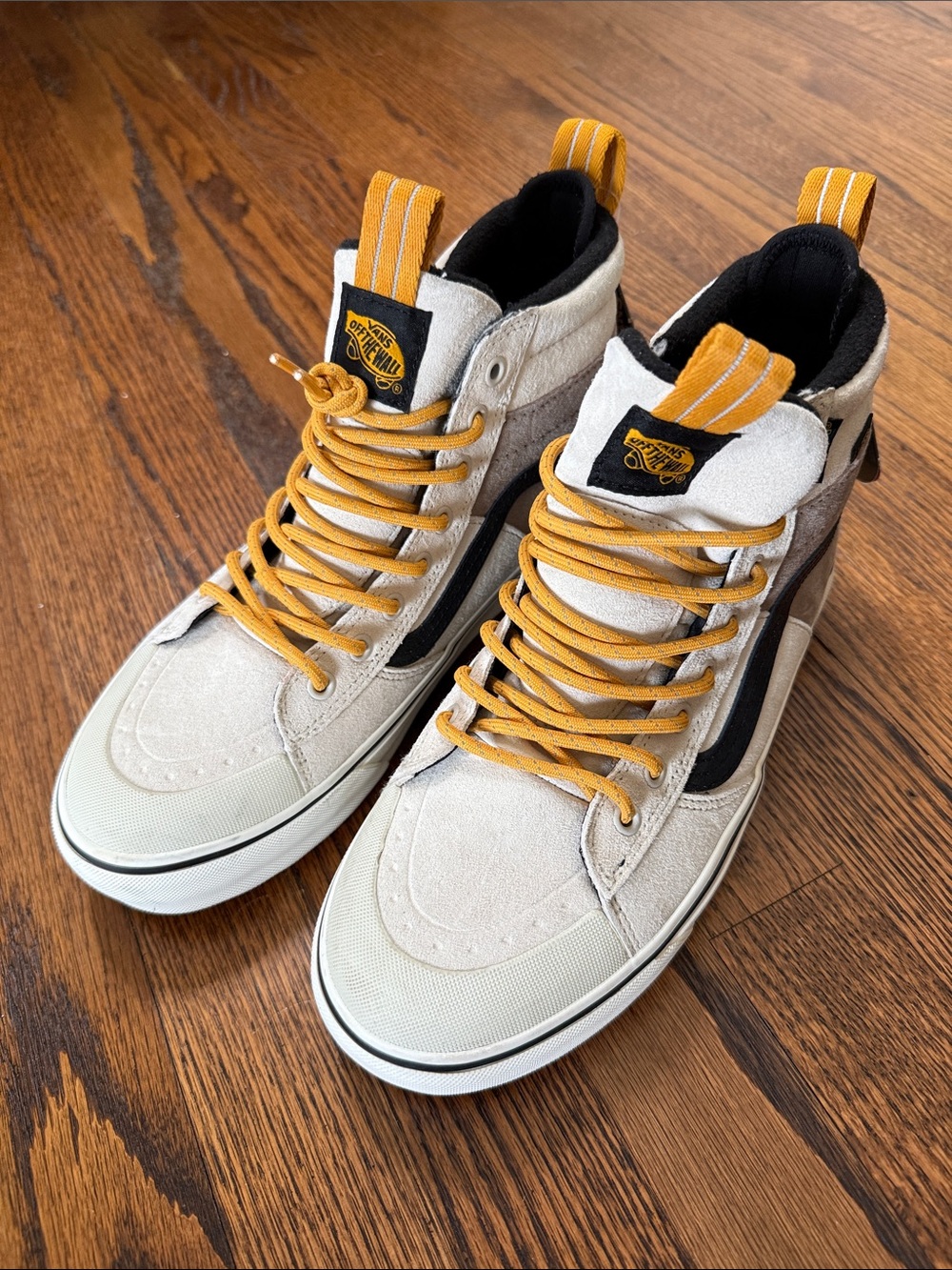 B41 Vans Men’s 8 High-Top Sneakers in Cream Suede with Mustard Accents
